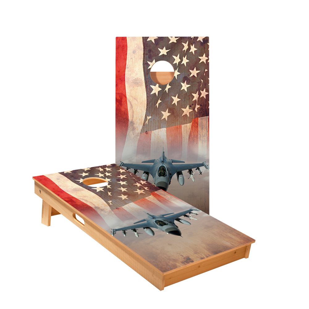 2x4 Star American Flag With Jet Professional Regulation Cornhole Boards