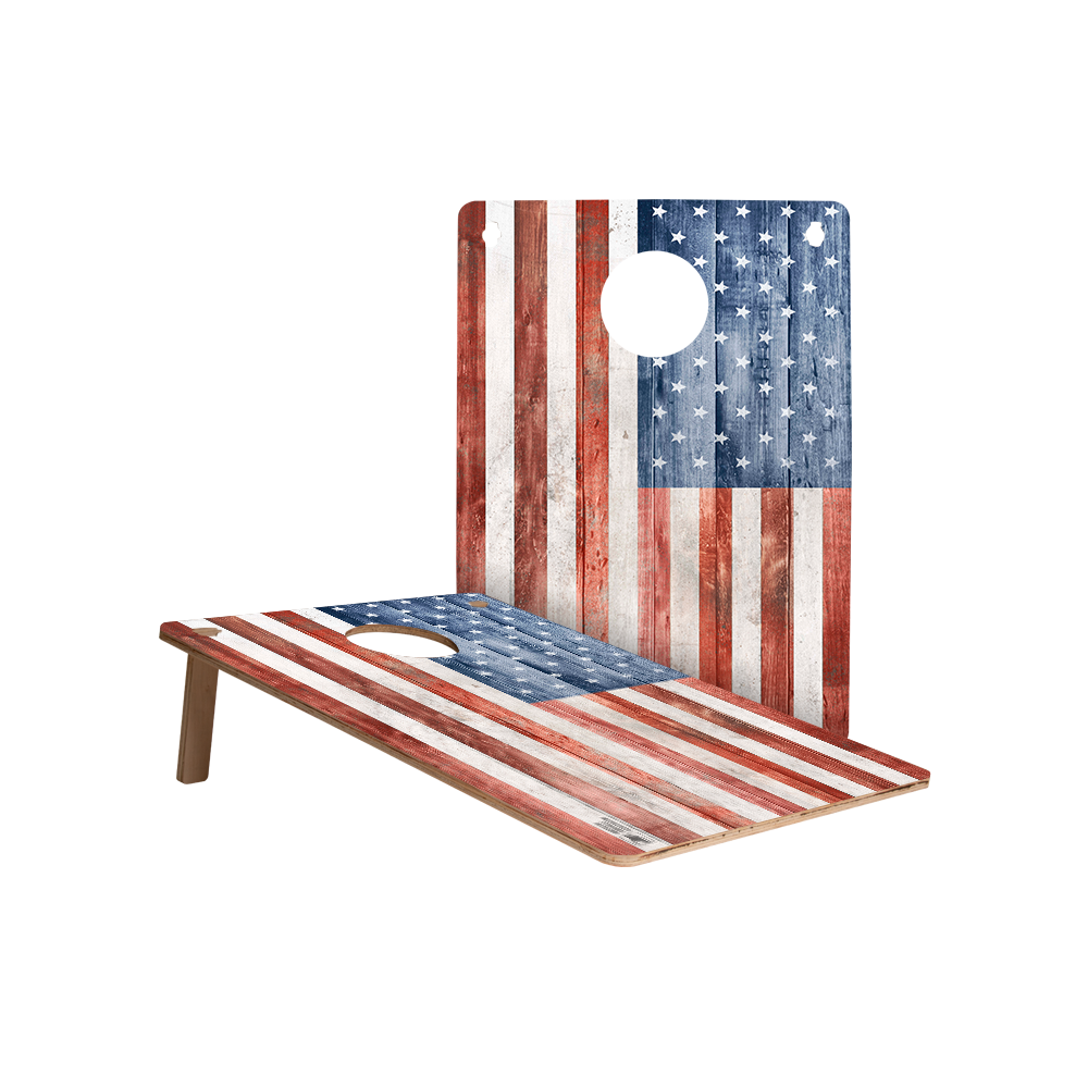 Barn Wood USA Flag Jamboree Cornhole Boards