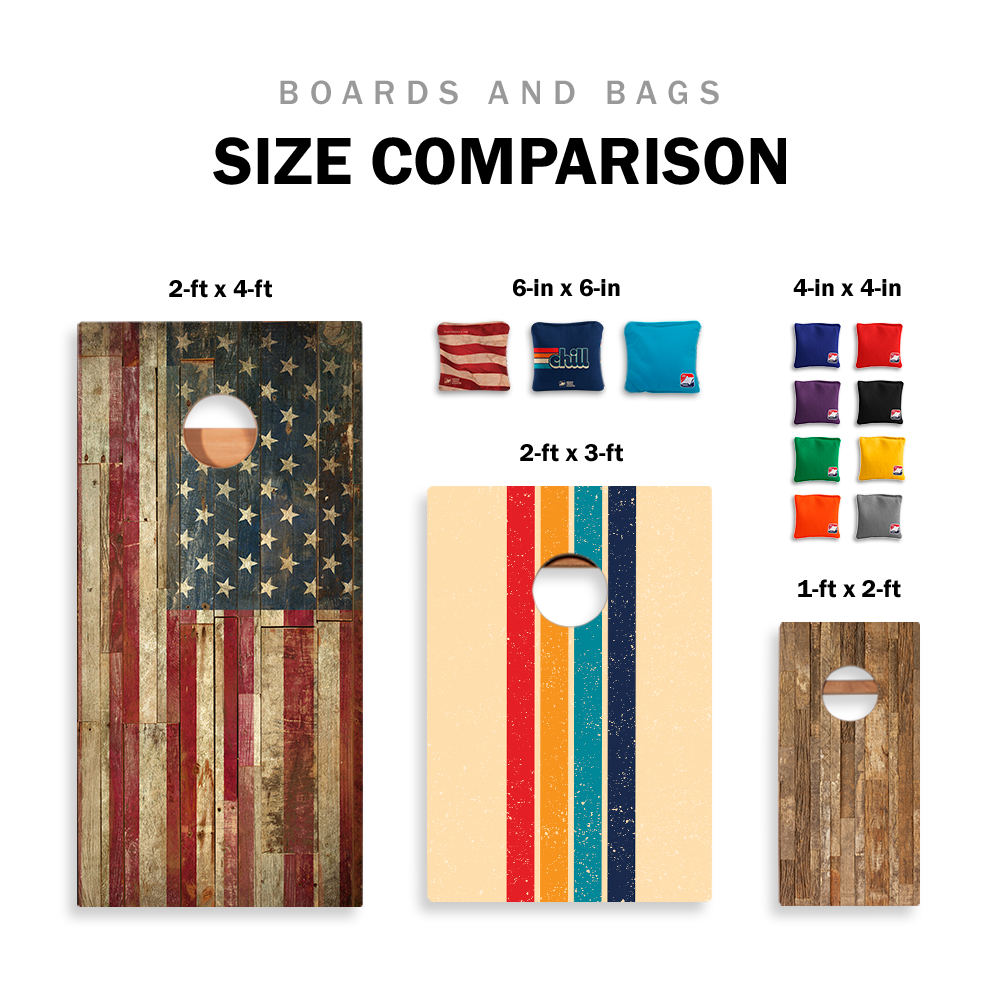 1x2 Backyard 1200 Rustic USA Flag Recreation Cornhole Boards with Carry Bag