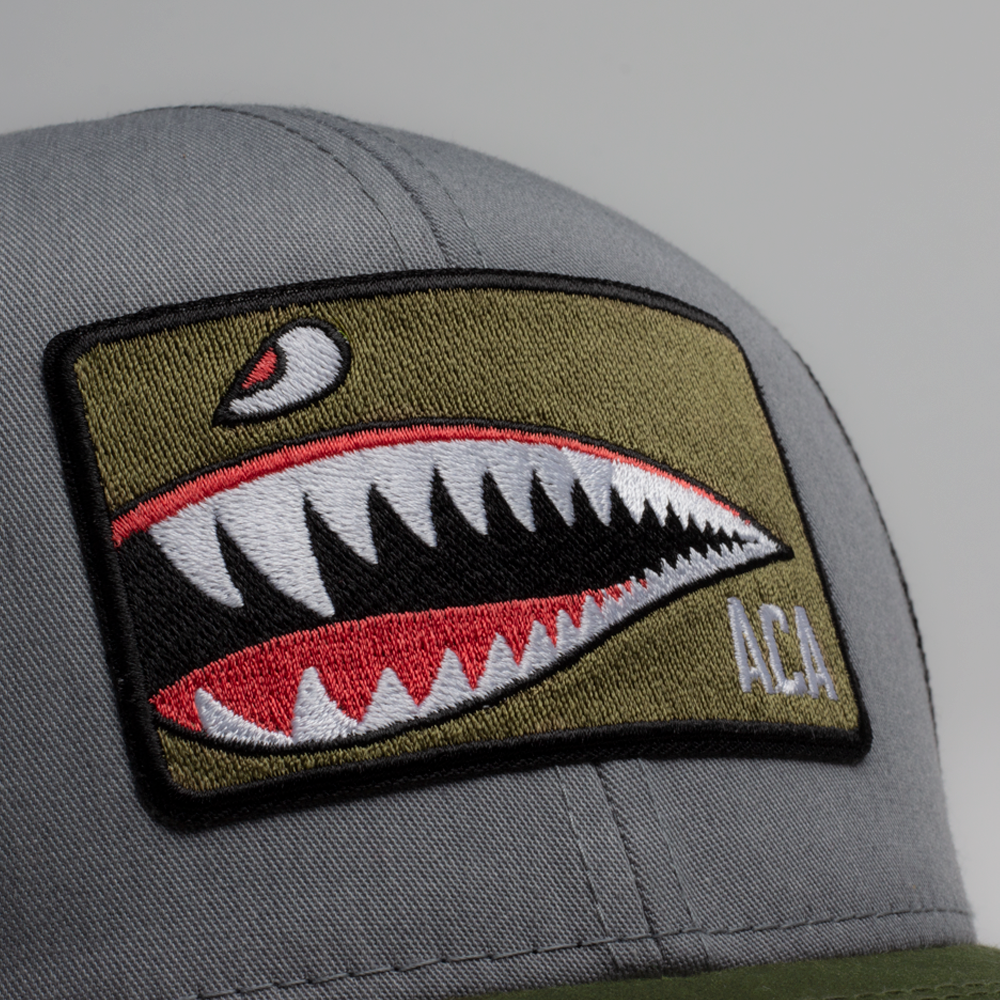 ACA Black/Gray/Green Pacific Snapback Trucker Hat with Bomber Patch