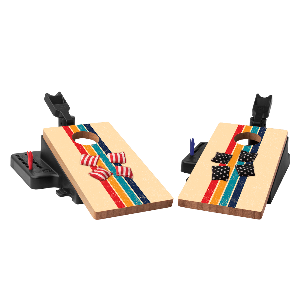 Double Chuck Retro Stripes Mini Cornhole Tabletop Game