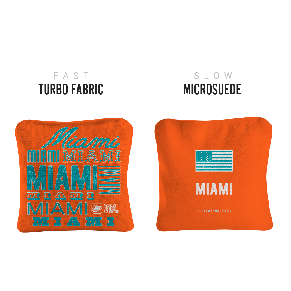 Miami Football Vintage Gameday Synergy Pro Cornhole Bags