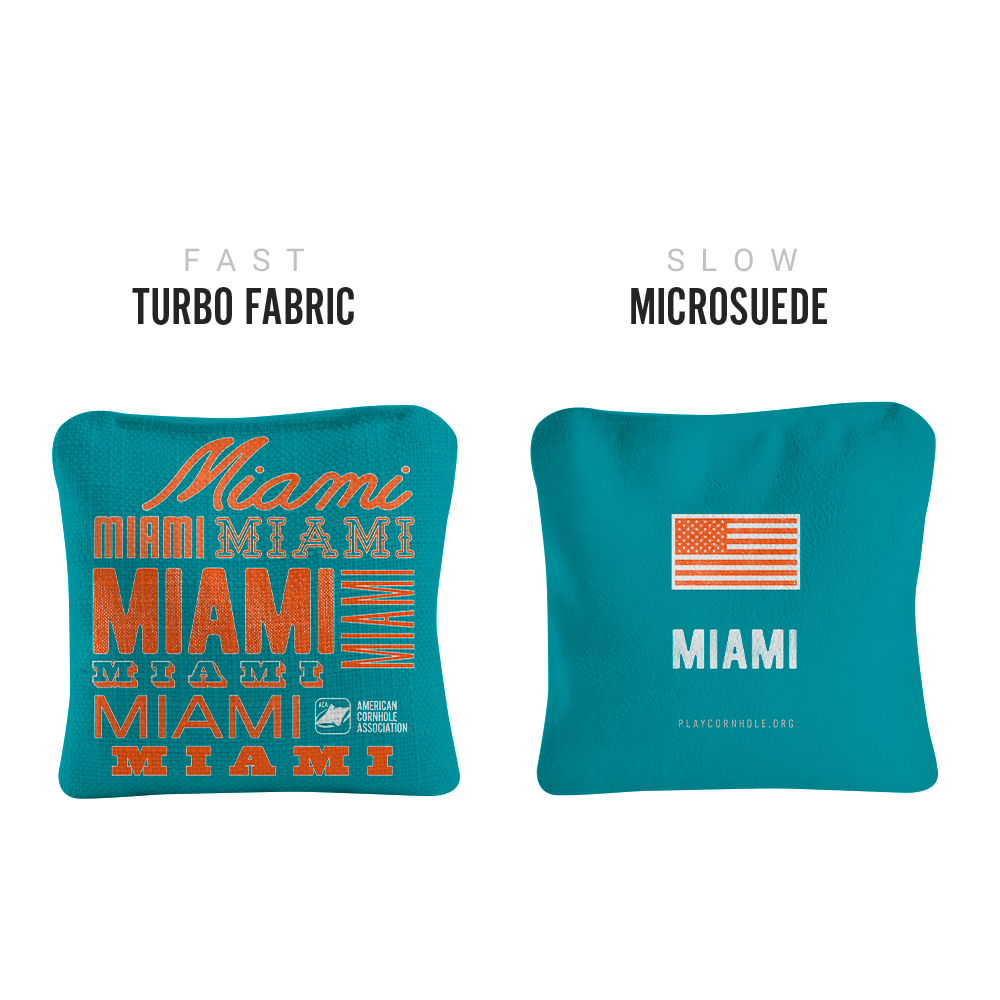 Miami Football Vintage Gameday Synergy Pro Cornhole Bags