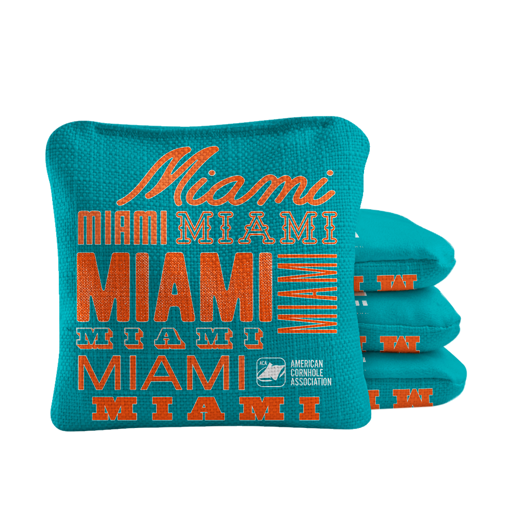 Miami Football Vintage Gameday Synergy Pro Cornhole Bags
