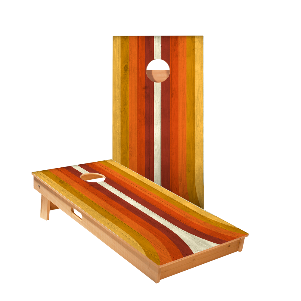 2x4 Star Retro Orange Curved Stripes Professional Regulation Cornhole Boards