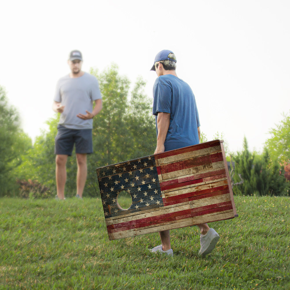 2x4 Sig Pro Rustic American Flag Professional Regulation Cornhole Boards