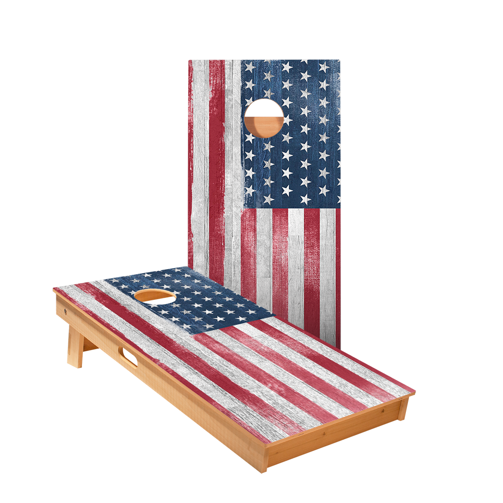 2x4 Star White Rustic Wood American Flag Professional Regulation Cornhole Boards