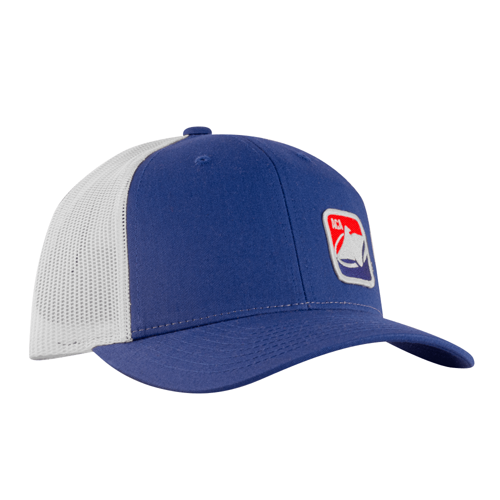 ACA Royal Blue/White Richardson Snapback Trucker Hat with Square ACA Logo Patch - 106251 - 115 - bw | American Cornhole Association