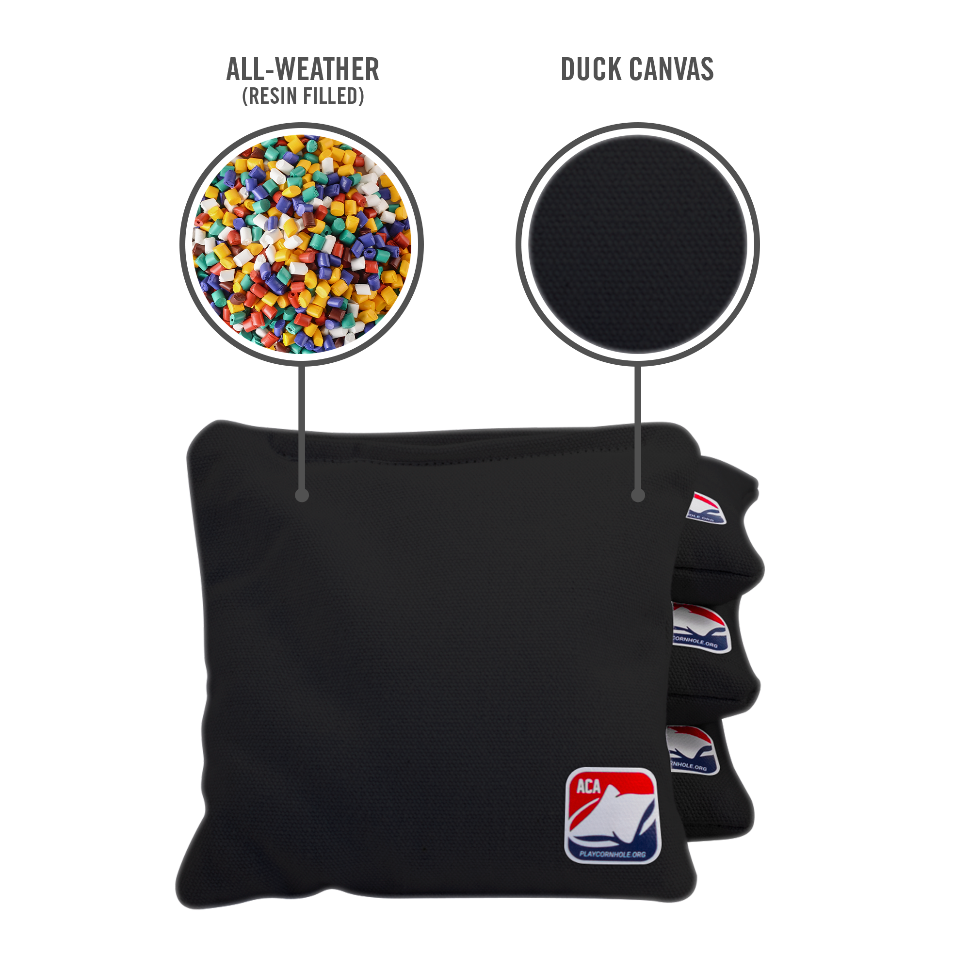 6-in Daily 66x Black Competition Regulation Cornhole Bags
