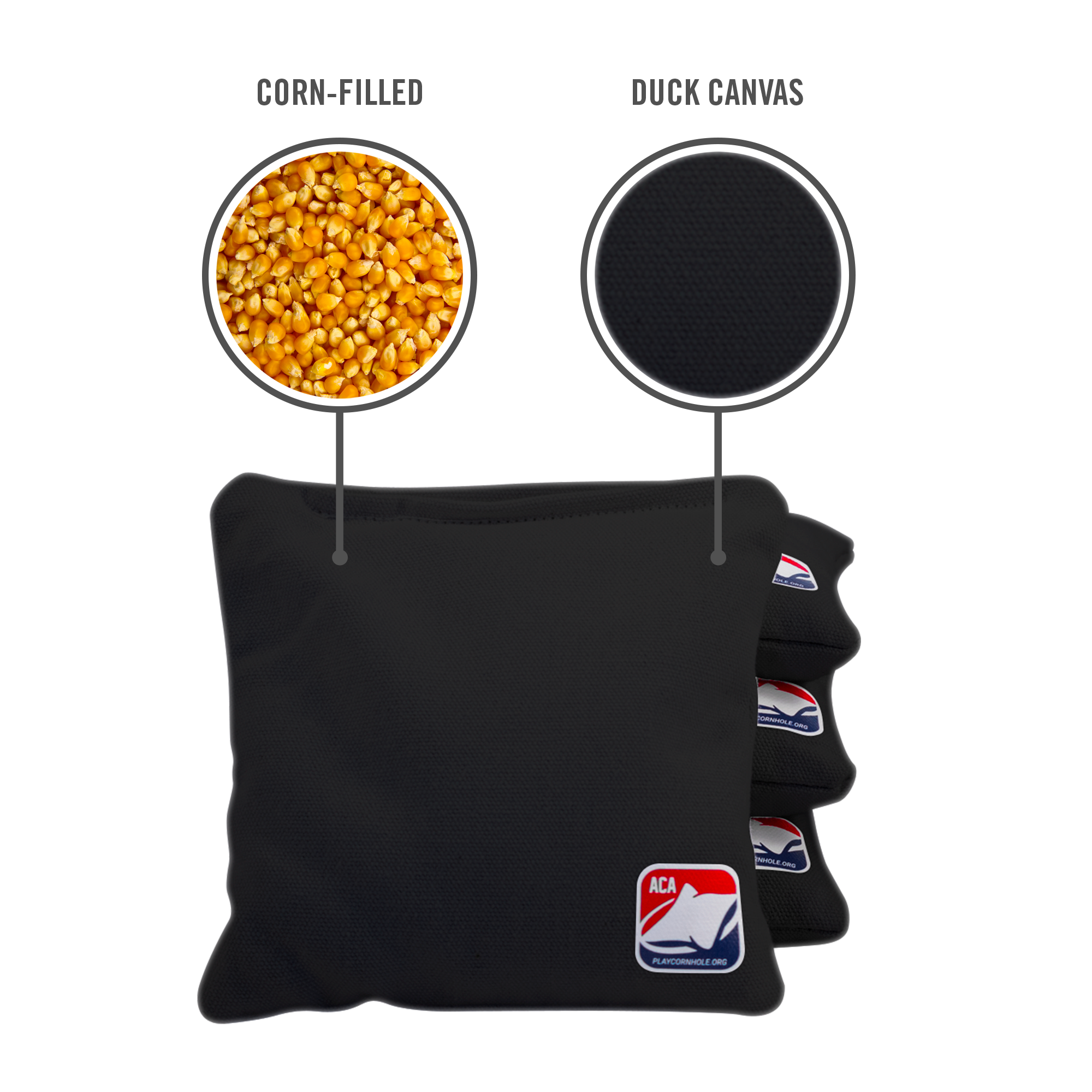 6-in Daily 66 Black Competition Regulation Cornhole Bags