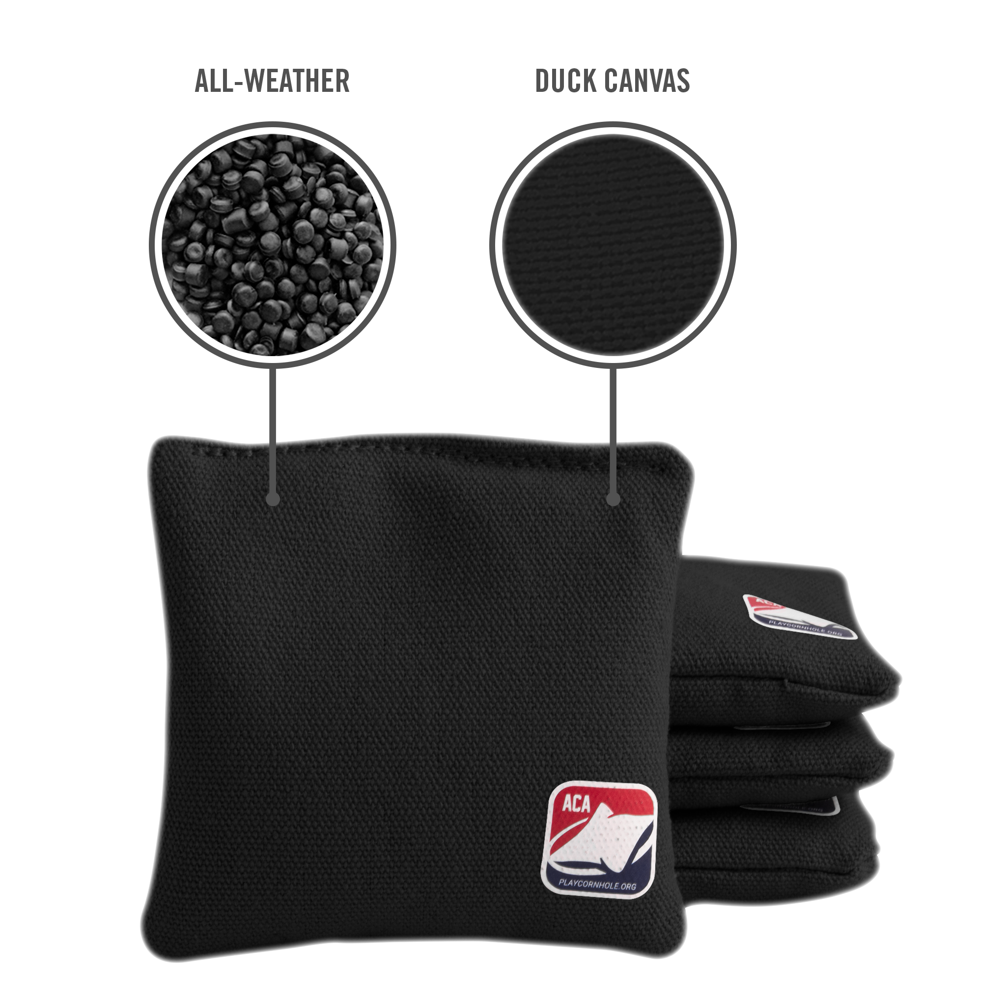 4-in Daily 44x Black Recreational Cornhole Bags