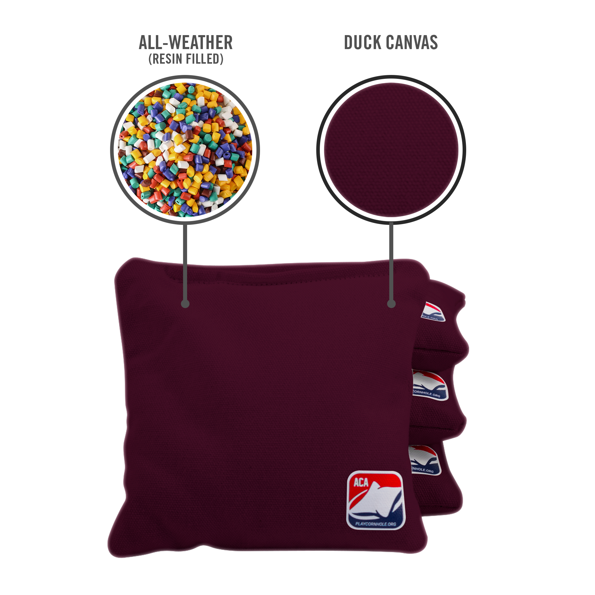 6-in Daily 66x Burgundy Competition Regulation Cornhole Bags
