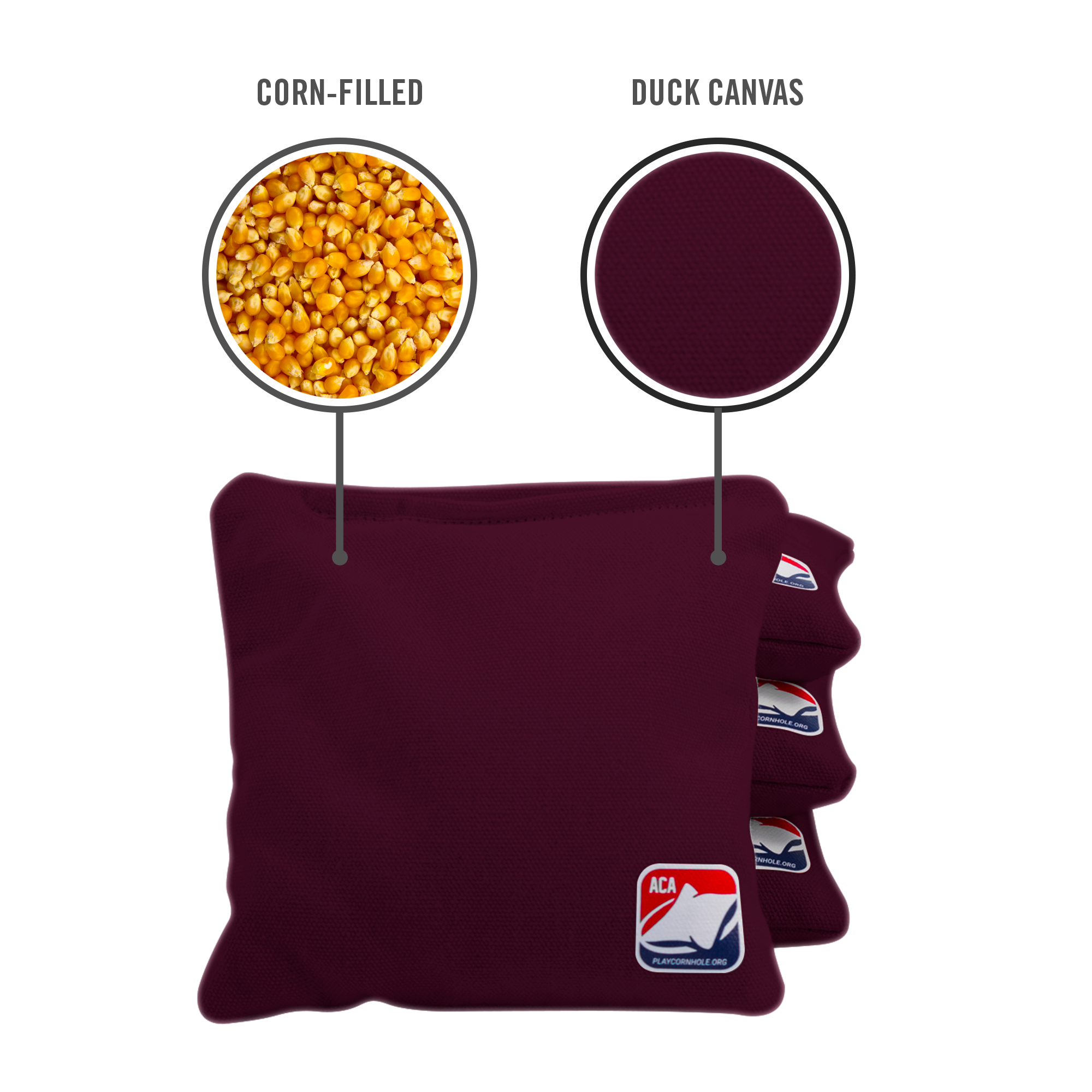 6-in Daily 66 Burgundy Competition Regulation Cornhole Bags