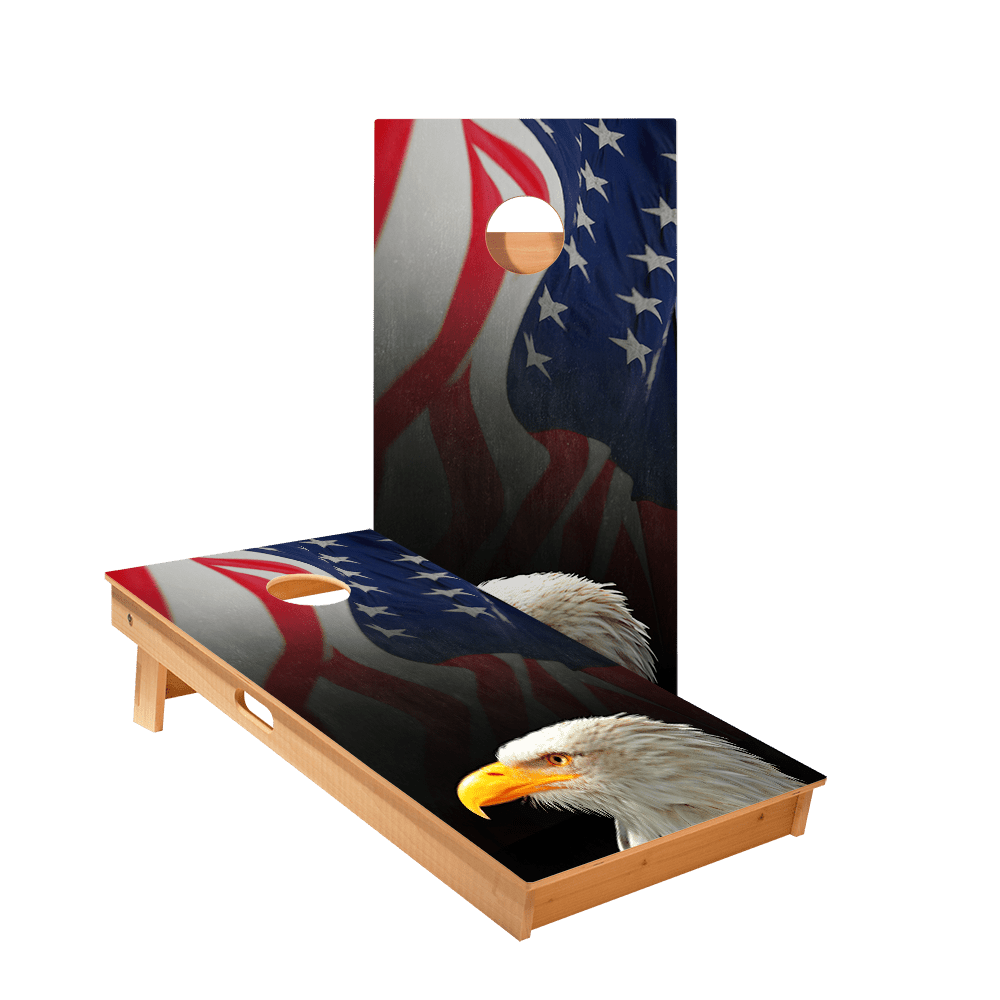 Cloth American Flag With Eagle Star Cornhole Boards - ACA - 000025 | American Cornhole Association