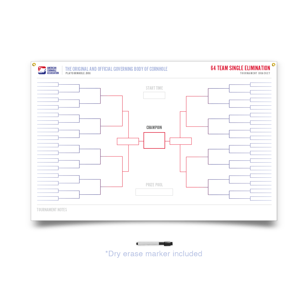 Cornhole Tournament Brackets - 64 Team 106305 | American Cornhole Association
