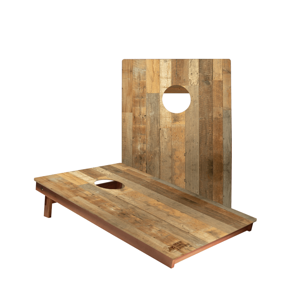 Distressed Wood Backyard 2300 Cornhole Boards - WACA - 900415 | American Cornhole Association