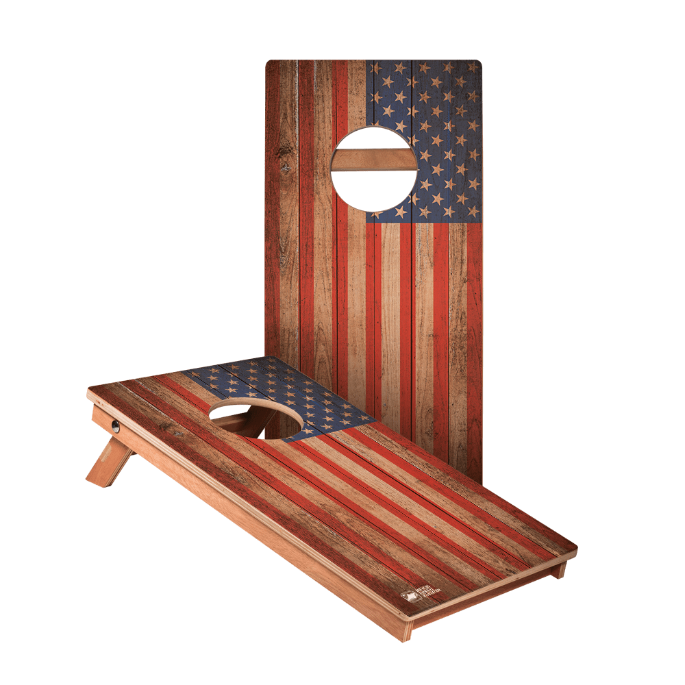 Distressed Wood Flag Backyard 1x2 ft Cornhole Boards - WACA - 500414 | American Cornhole Association