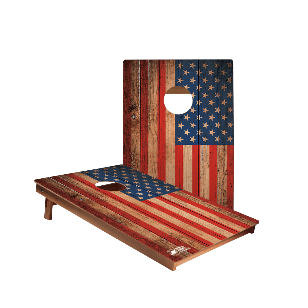 Distressed Wood Flag Backyard 2300 Cornhole Boards - WACA - 900414 | American Cornhole Association