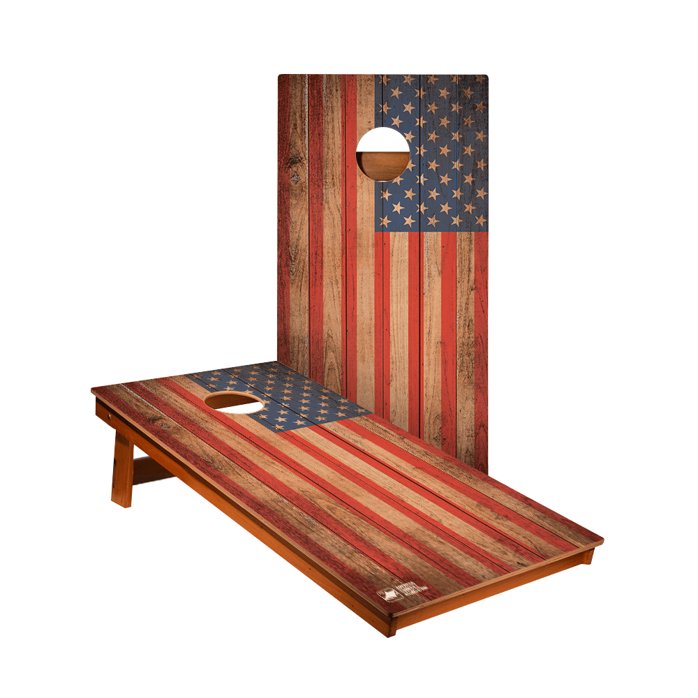 Distressed Wood Flag Backyard 2400 Cornhole Boards - WACA - 000414 | American Cornhole Association