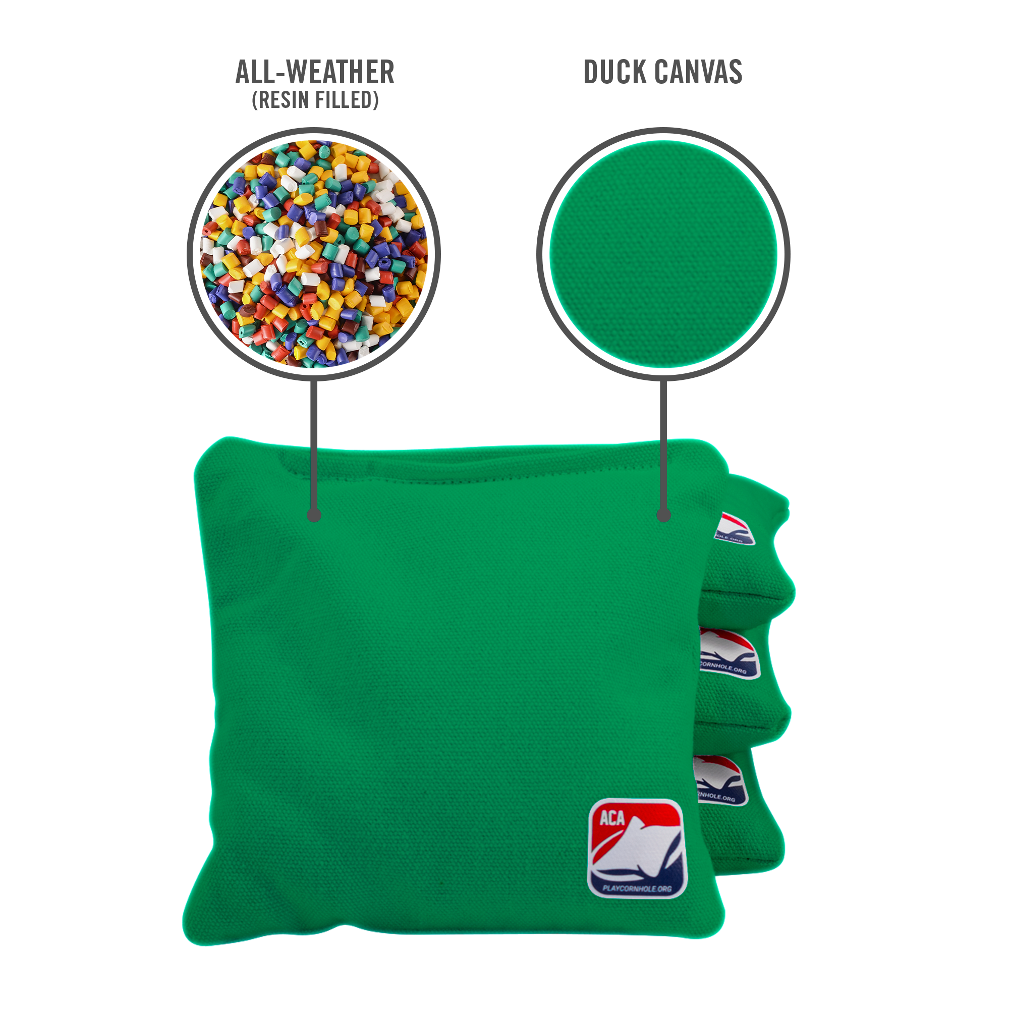 6-in Daily 66x Kelly Green Competition Regulation Cornhole Bags