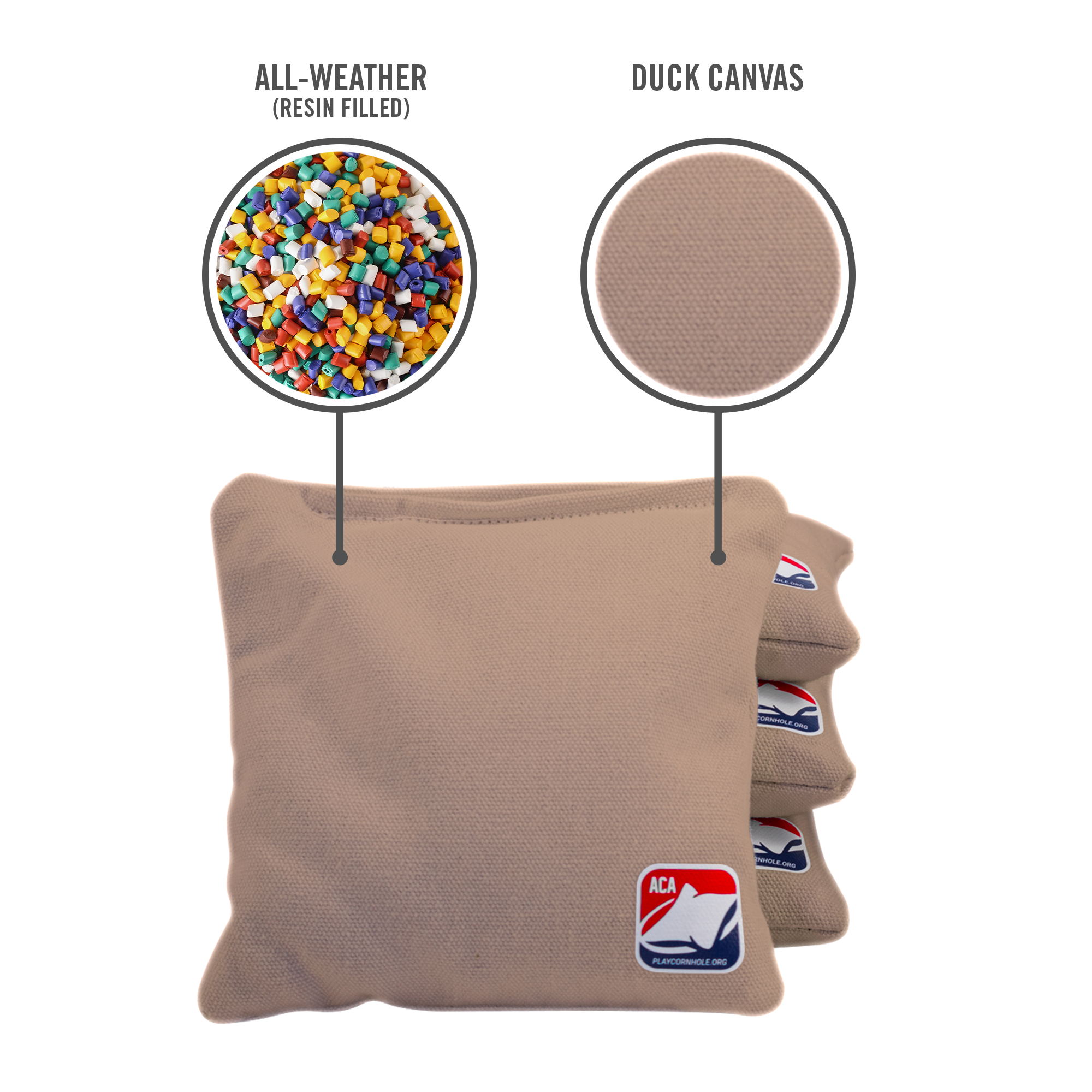 6-in Daily 66x Khaki Competition Regulation Cornhole Bags