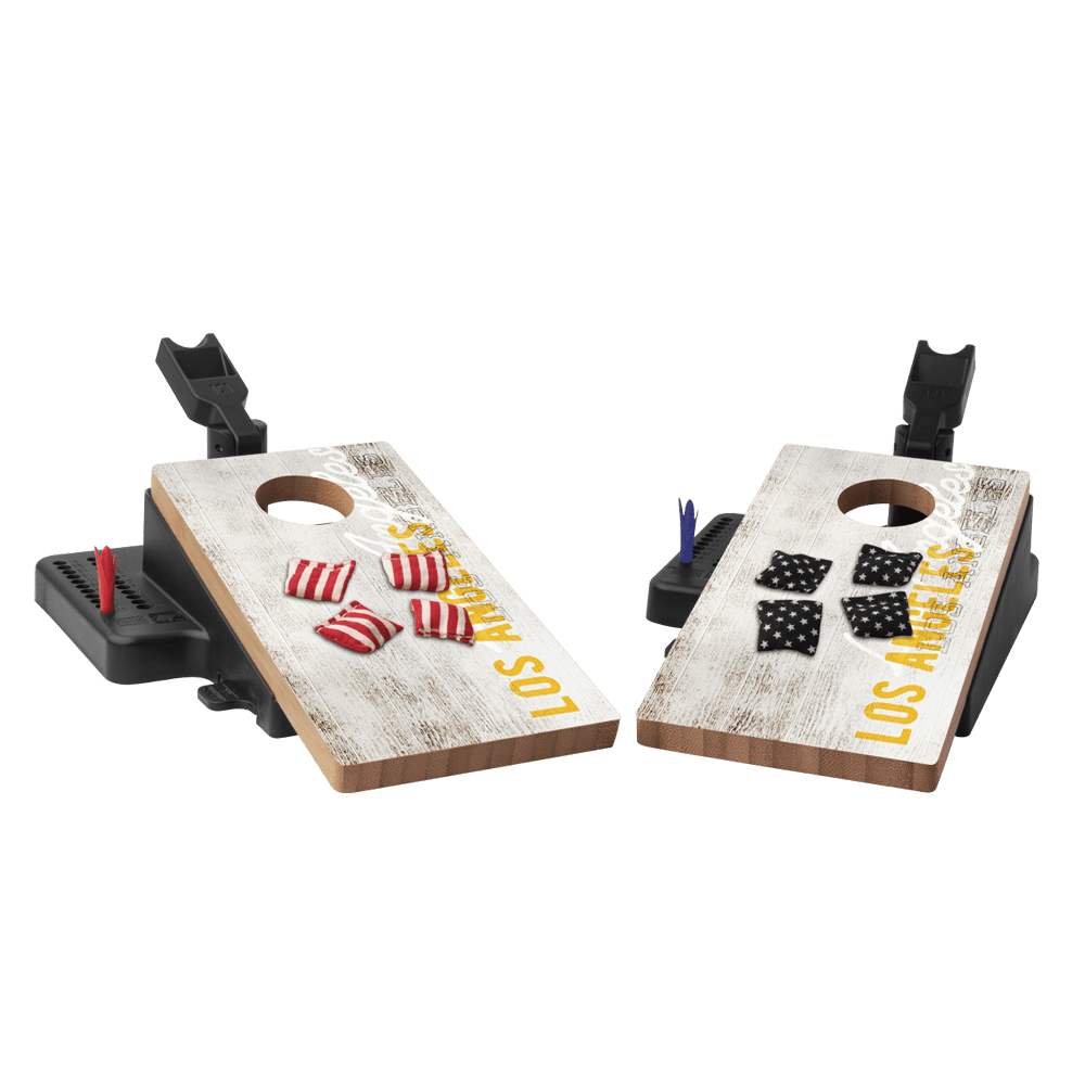 Los Angeles Yellow Football Vintage Gameday Double Chuck Mini Cornhole Tabletop Game - 105790 - 27 | American Cornhole Association