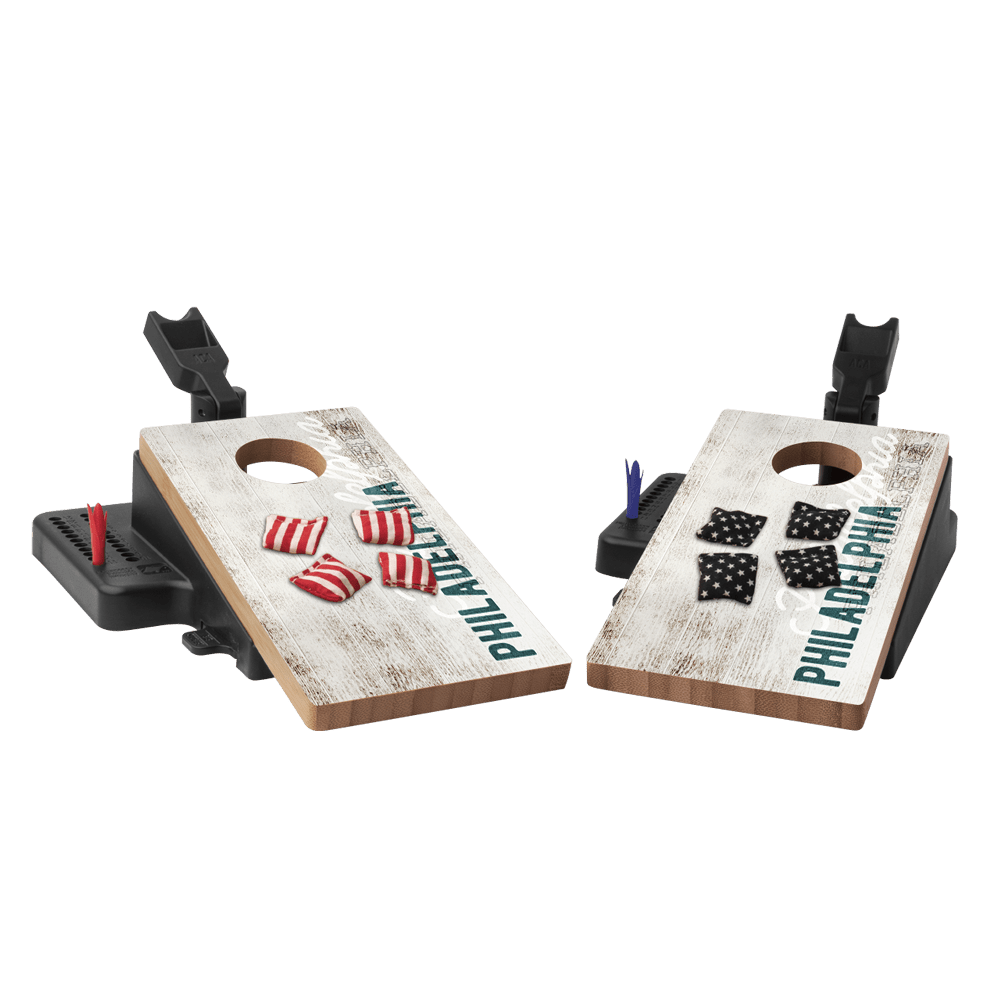 Philadelphia Football Vintage Gameday Double Chuck Mini Cornhole Tabletop Game, - American Cornhole Association