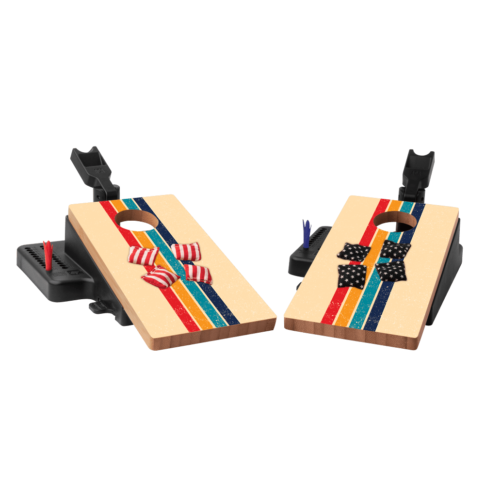 Retro Stripes Double Chuck Mini Cornhole Tabletop Game, - American Cornhole Association