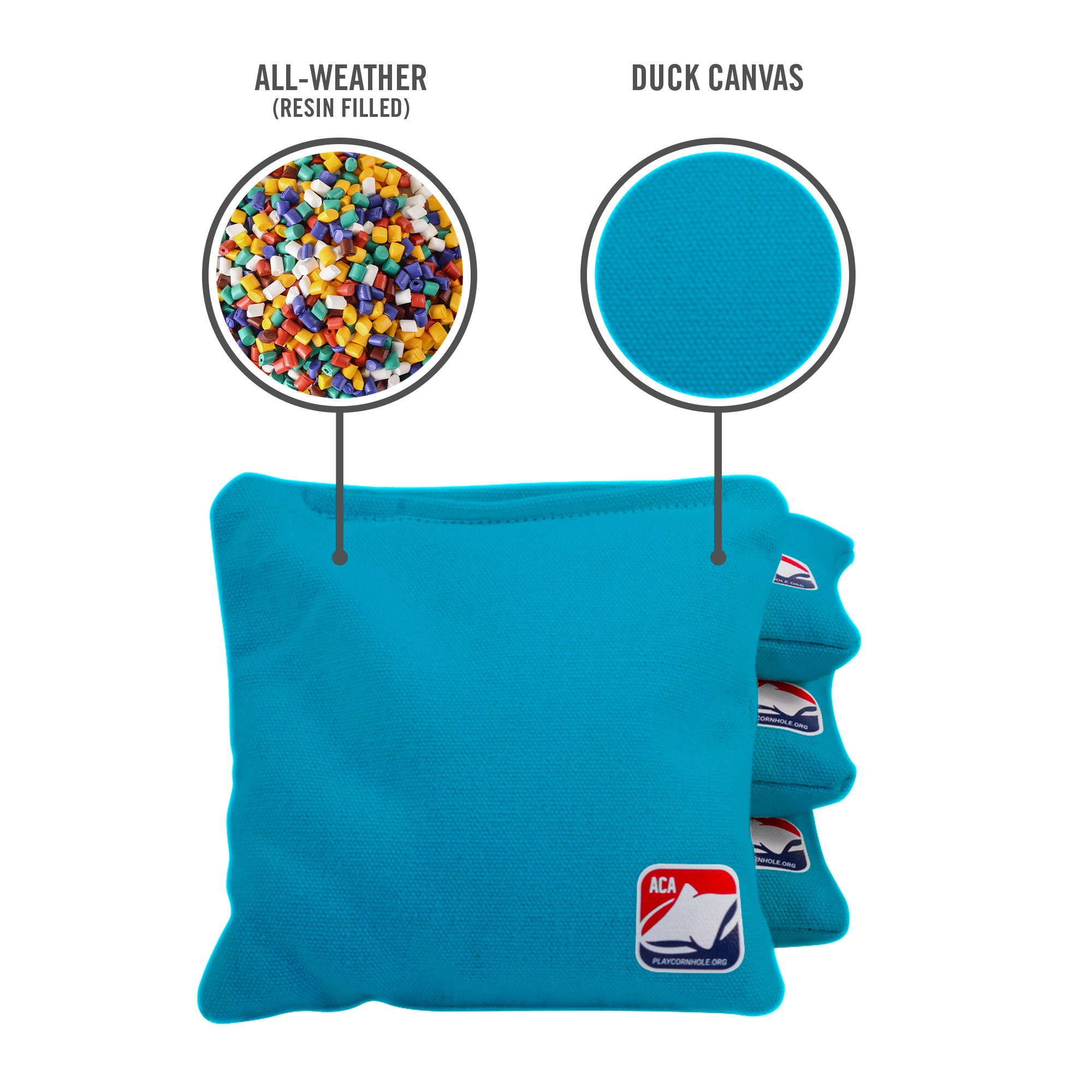 6-in Daily 66x Turquoise Competition Regulation Cornhole Bags