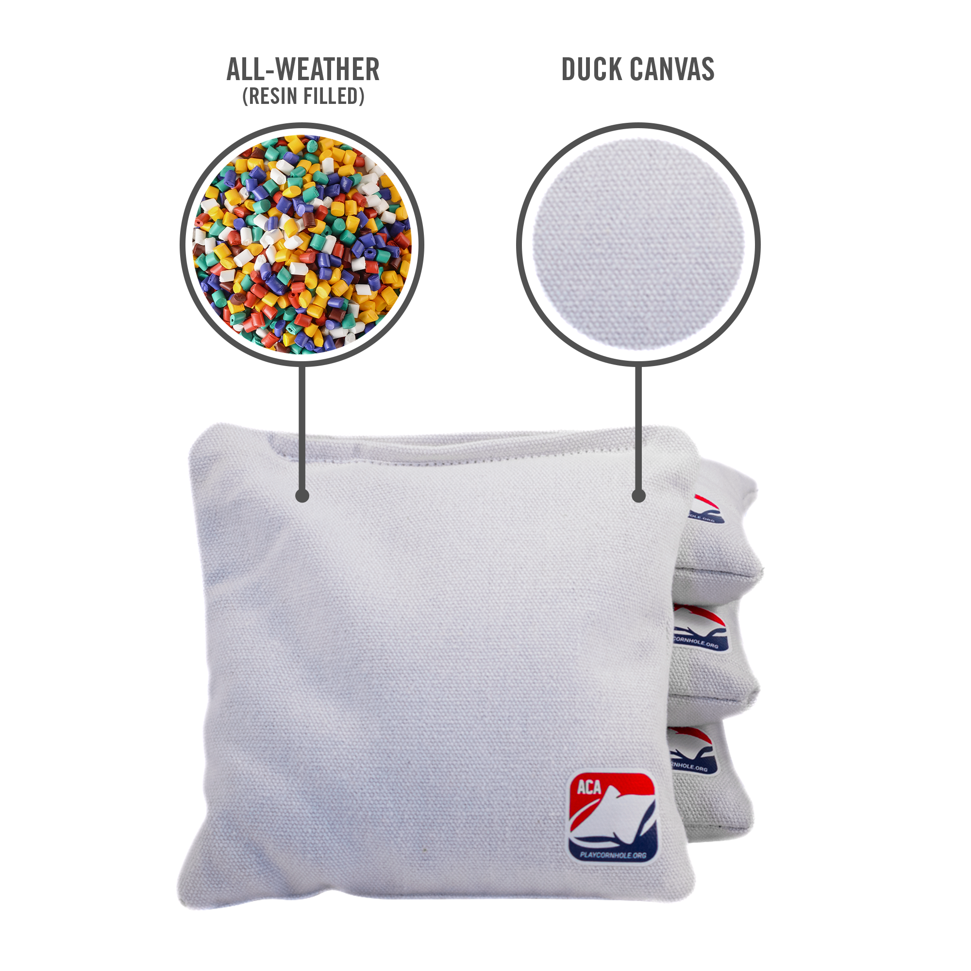 6-in Daily 66x White Competition Regulation Cornhole Bags
