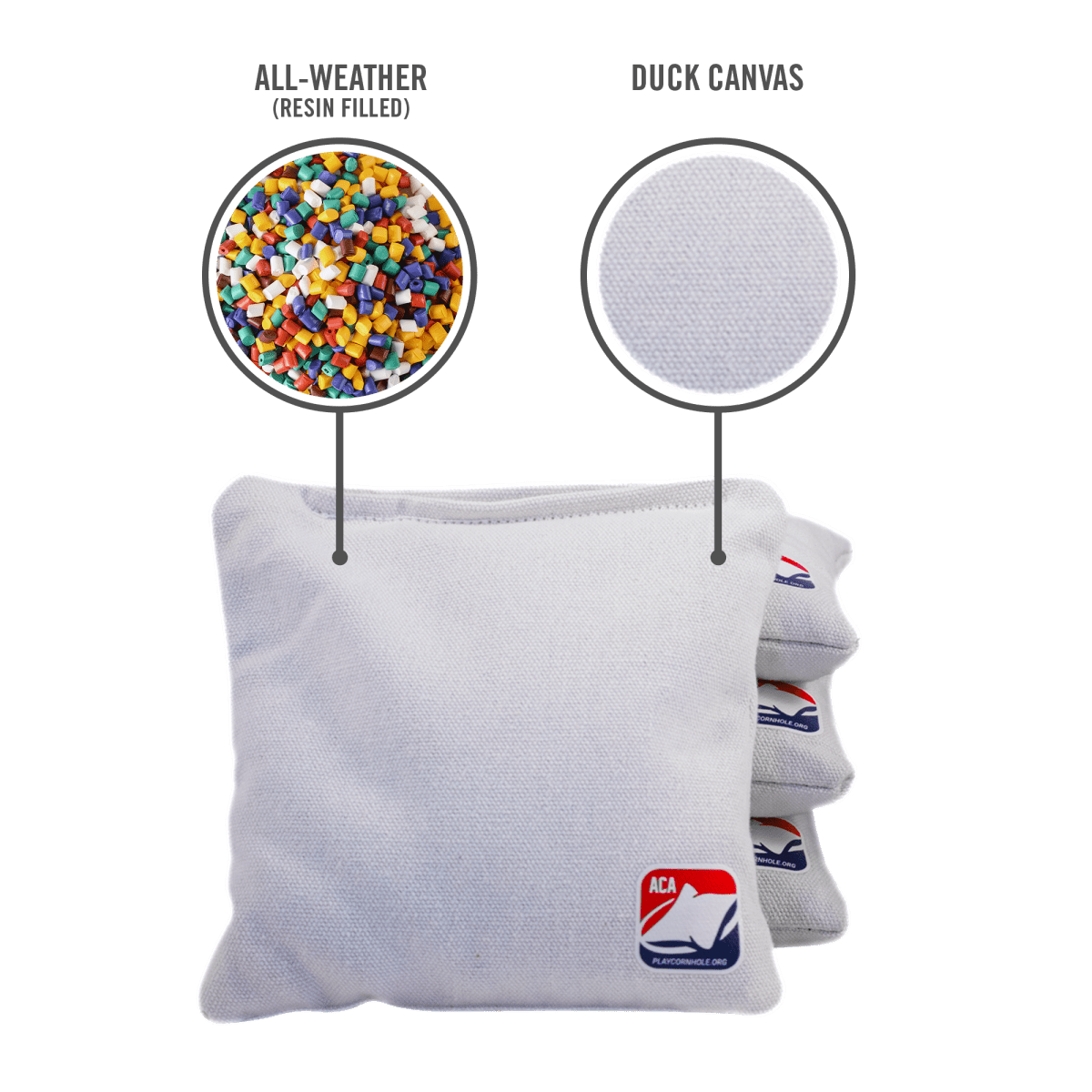 White Daily 66x Cornhole Bags, - American Cornhole Association
